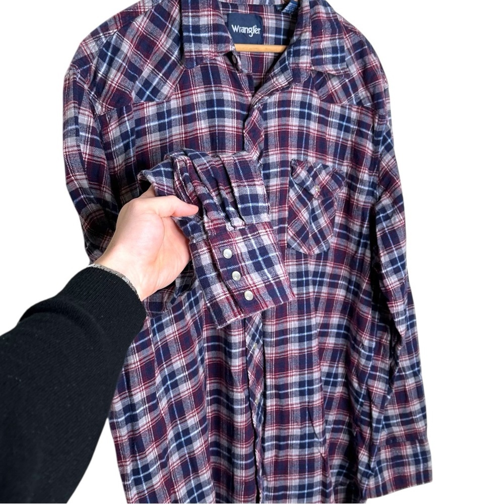 Vintage Wrangler Pearl Snap Western Flannel Shirt - Picture 3 of 7